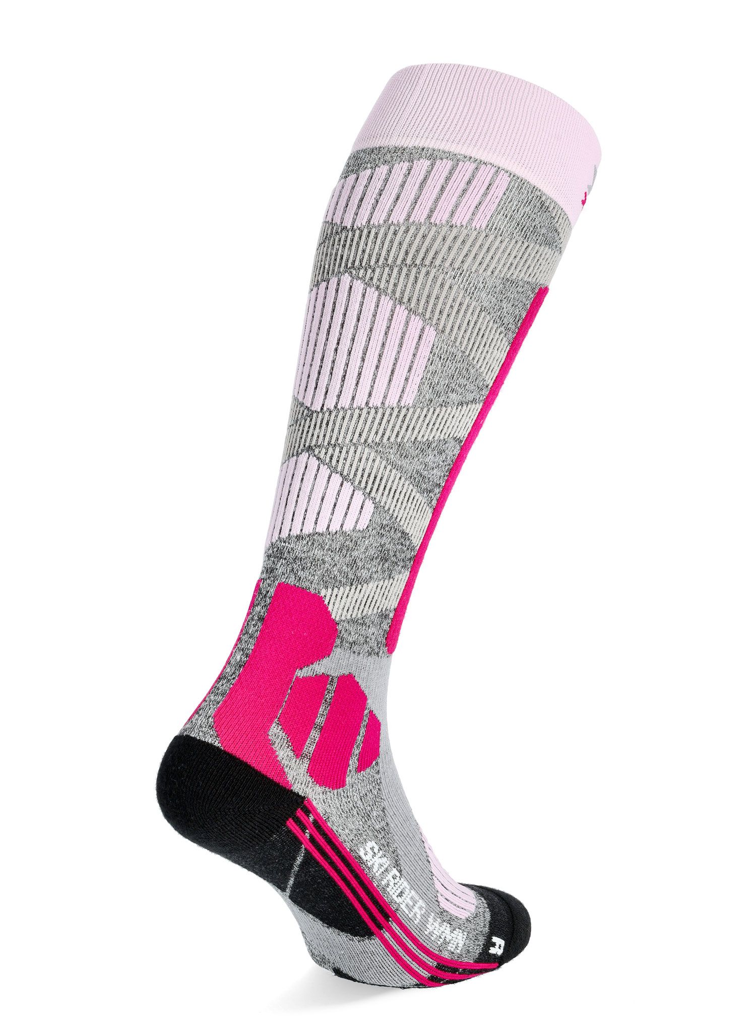 Ženske smučarske nogavice X-Socks Ski Rider 4.0 - stone grey melange/pink