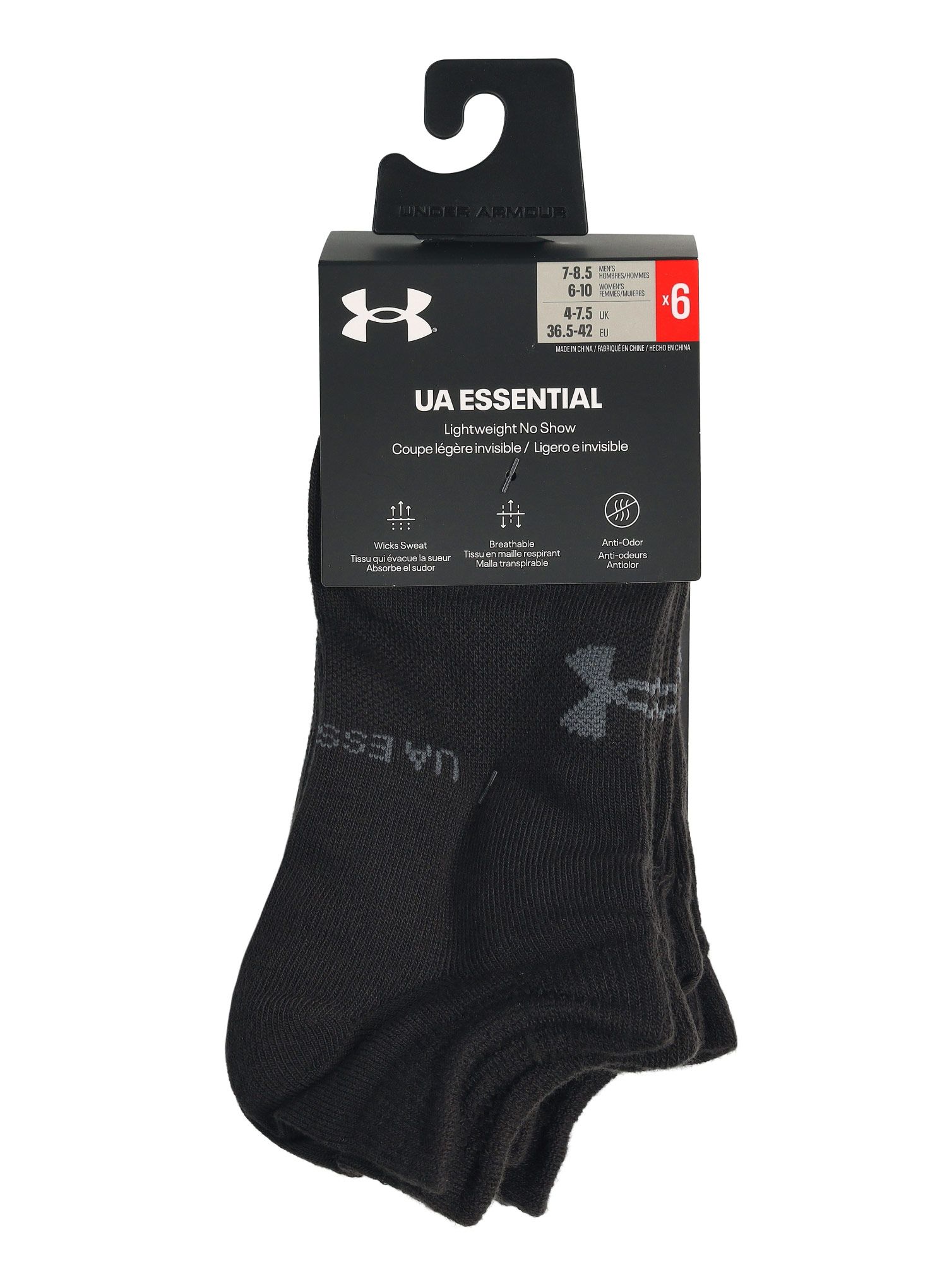 Nogavice Under Armour Essential No Show 6-pack - black/black/pitch gray