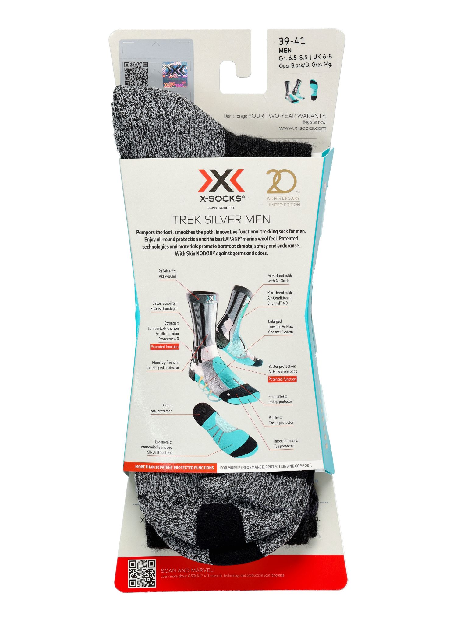 Nogavice X-Socks Trek Silver - opal blk/dolomite grey melange