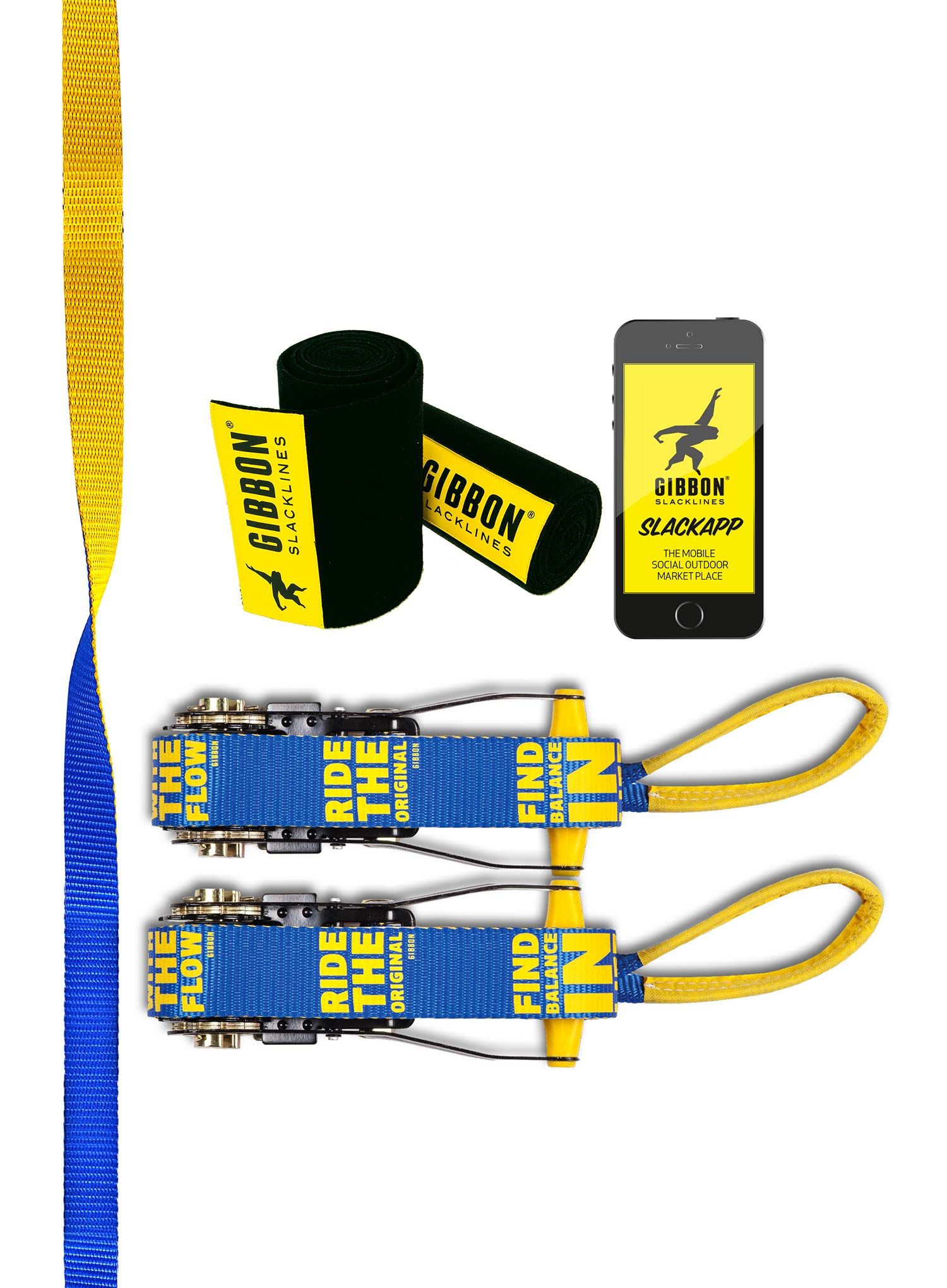 Slackline Slackline Gibbon Slacklines FlowLine Treewear Set