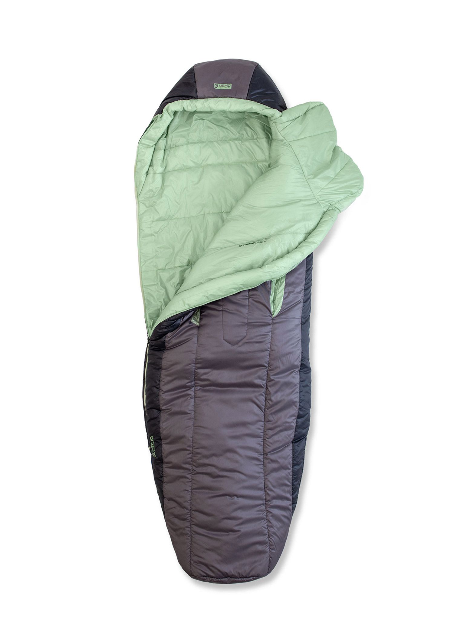 Ženska spalna vreča s sintetičnim polnilom Nemo Forte Endless Promise 35 Reg (168 cm) - plum gray/celadon green