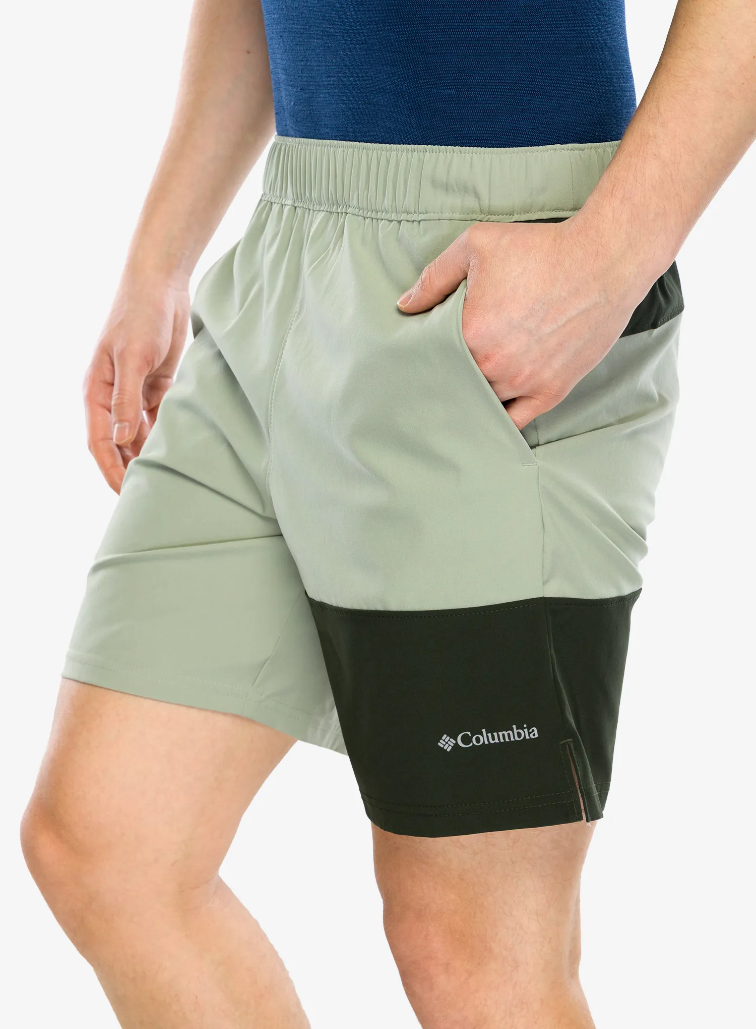 Pohodniške kratke hlače Columbia Hike Color Block Short - safari/greenscape