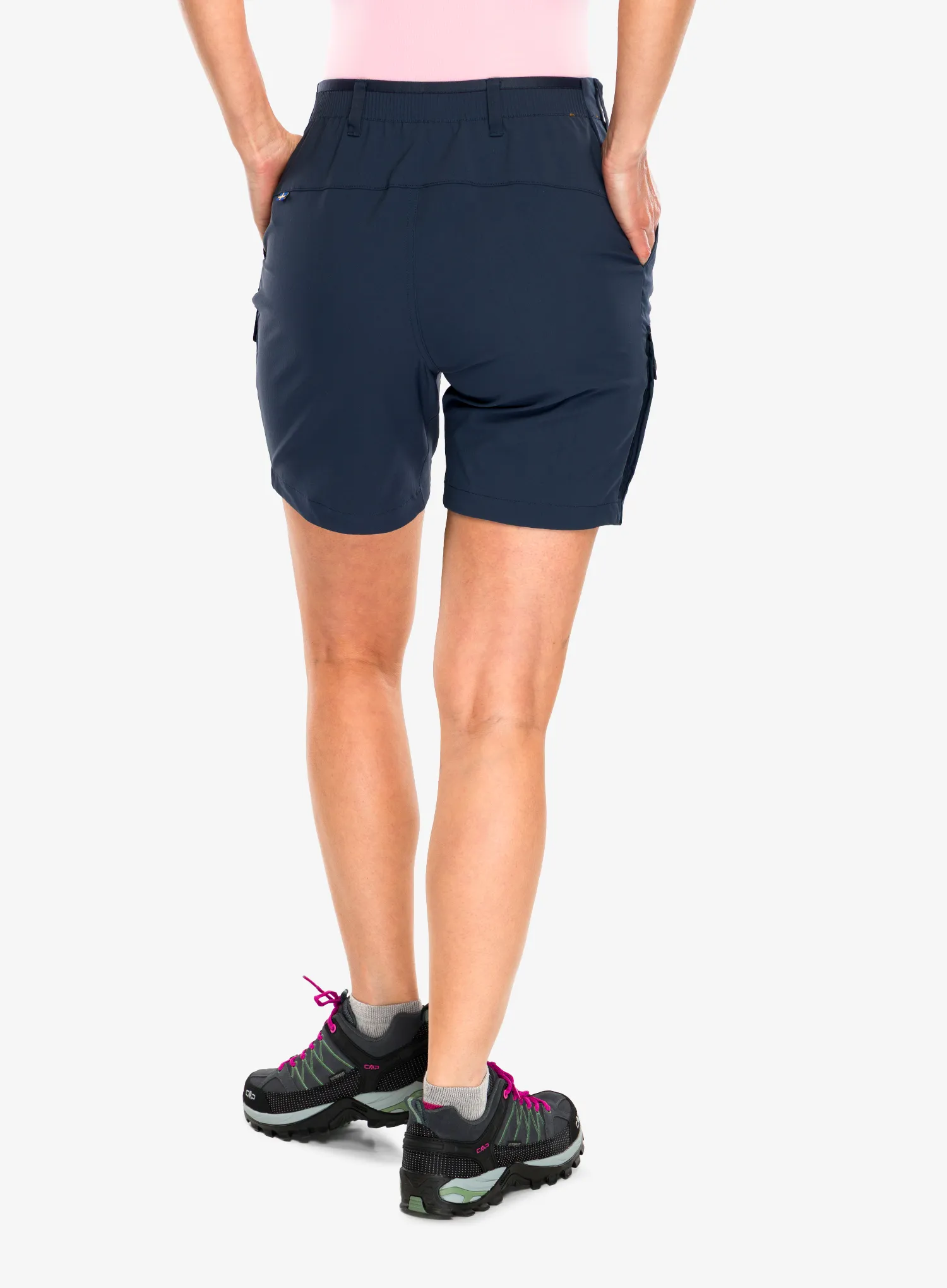 Ženske pohodniške kratke hlače Fjallraven Abisko Hybrid Trail Shorts - navy