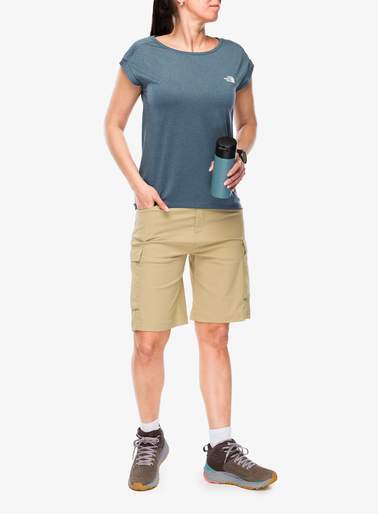 Ženske pohodniške kratke hlače The North Face Exploration Cargo Shorts - khaki stone