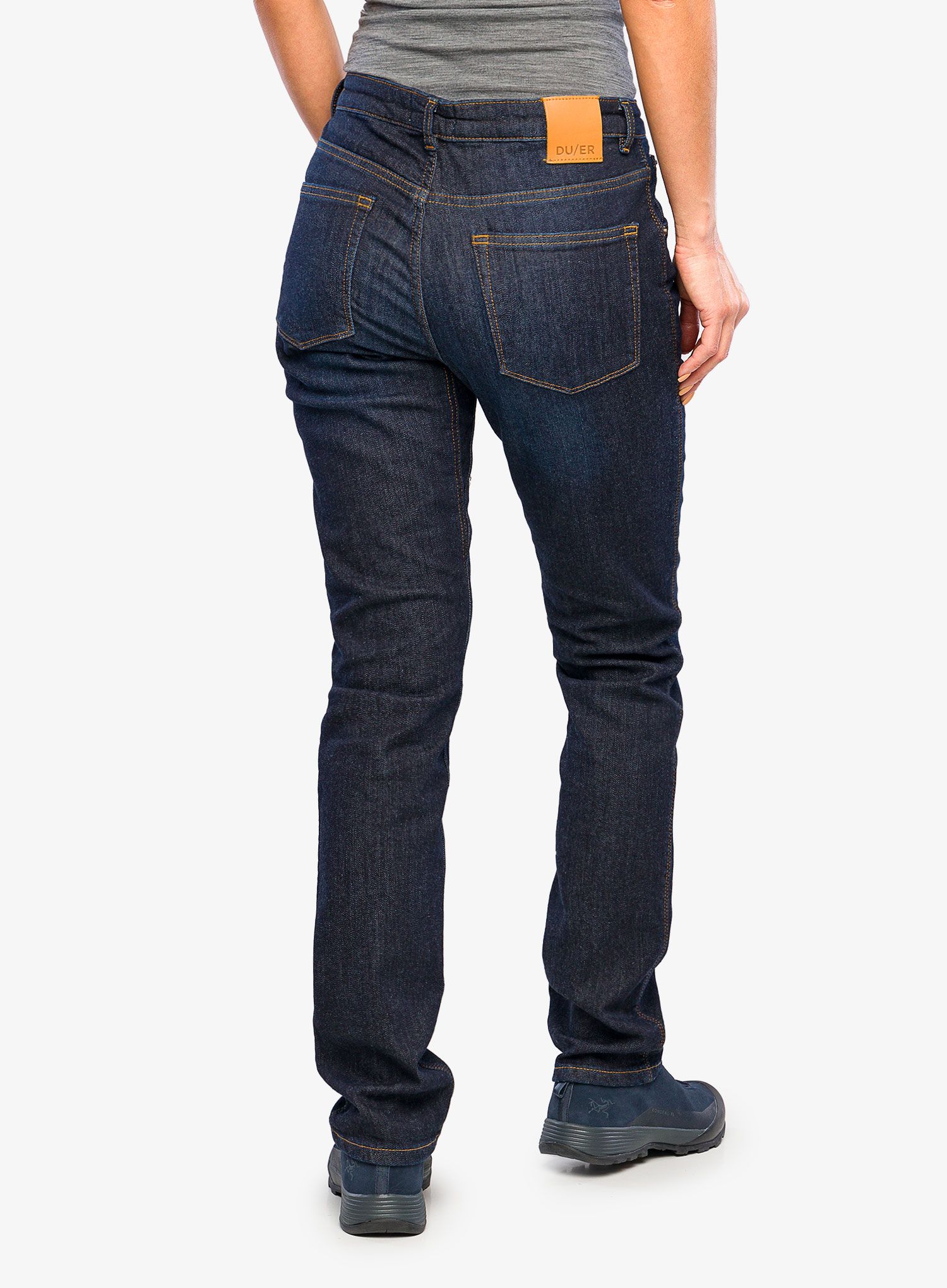 Ženske hlače DUER Fireside Denim Slim Straight - dark stone