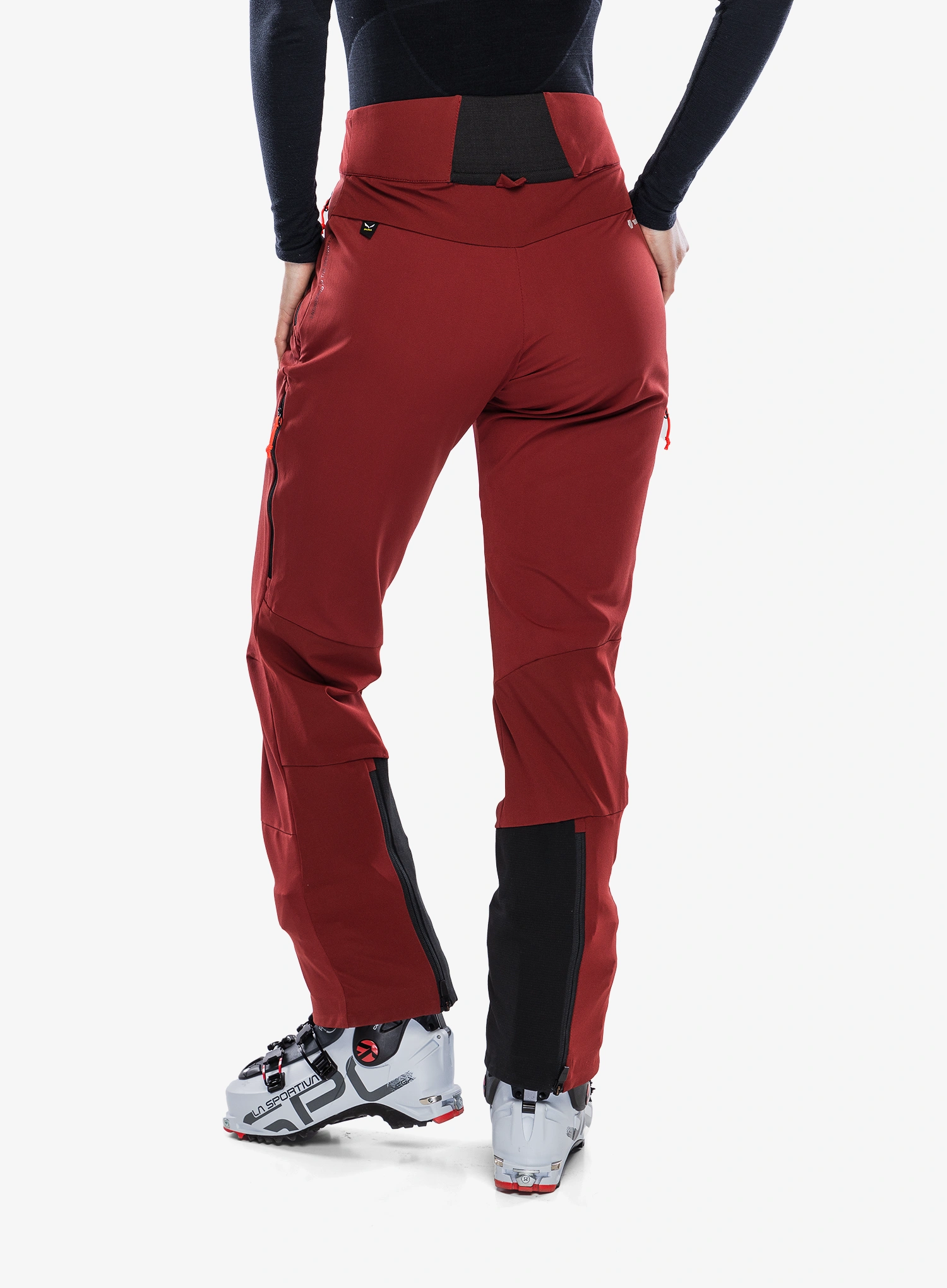 Ženske softshell hlače Salewa Sella DST Pants - syrah/black out