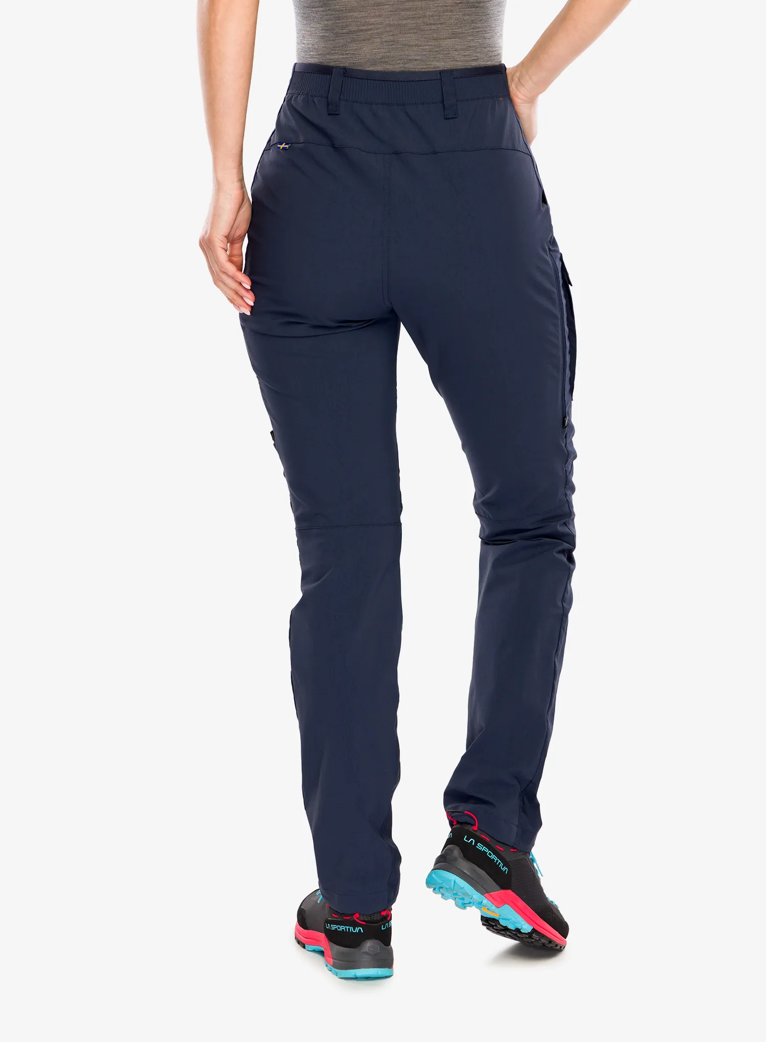Ženske treking hlače Fjallraven Abisko Hybrid Trail Trousers - navy