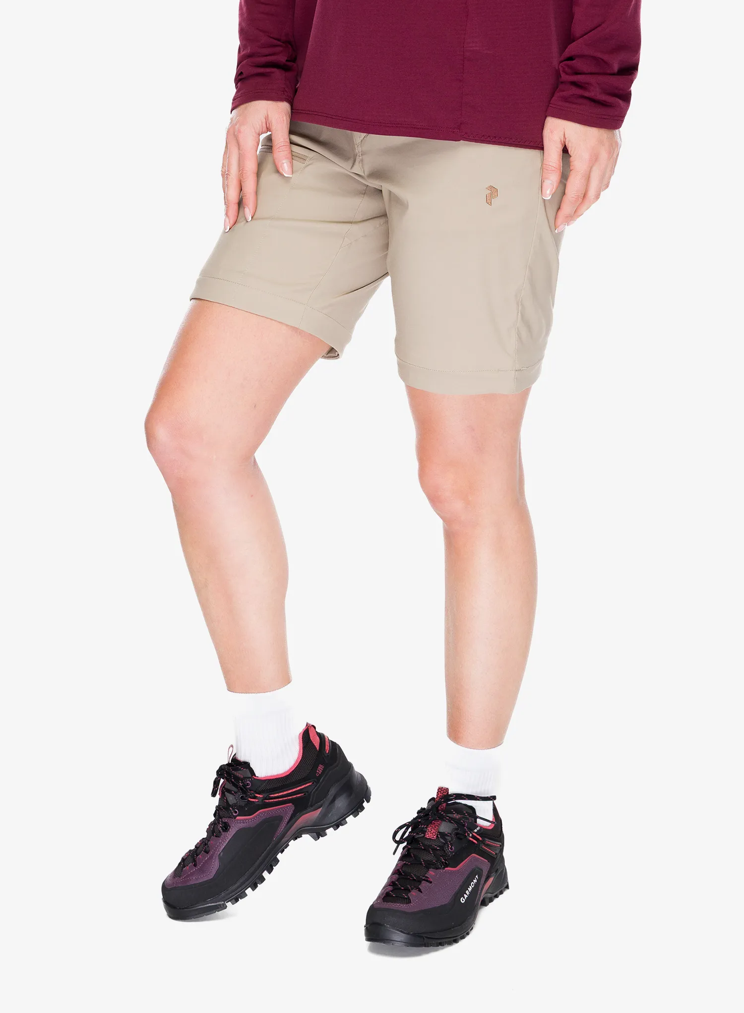 Ženske pohodniške hlače Peak Performance Iconiq Zip-Off Pants - avid beige