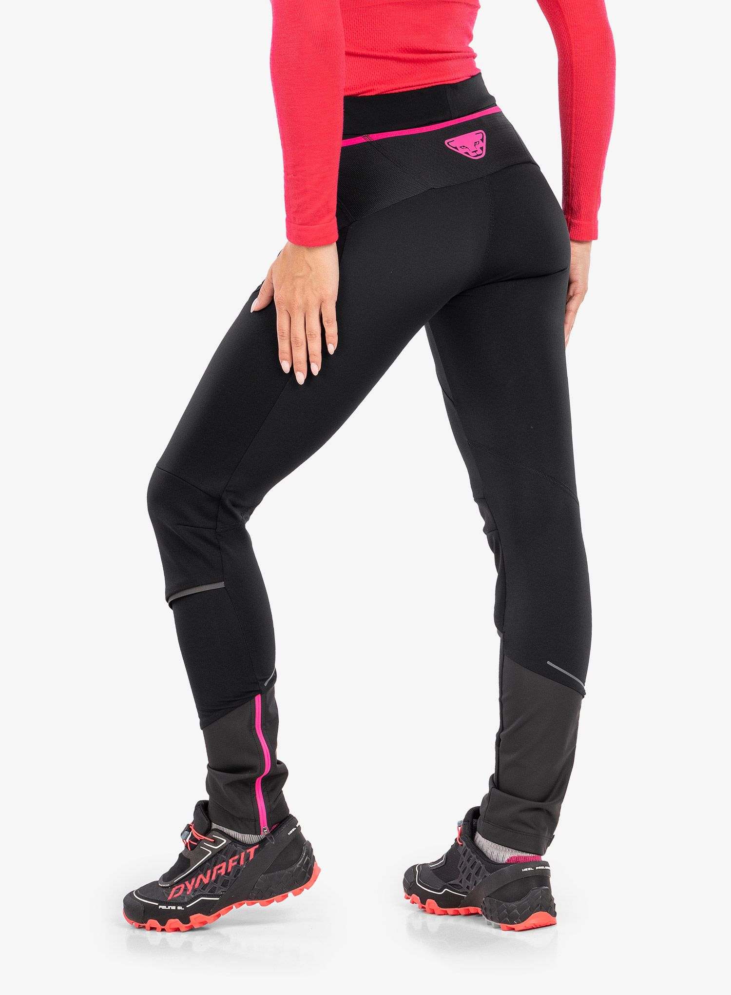 Ženske tekaške hlače Dynafit Alpine Warm Pants - black out/pink glo