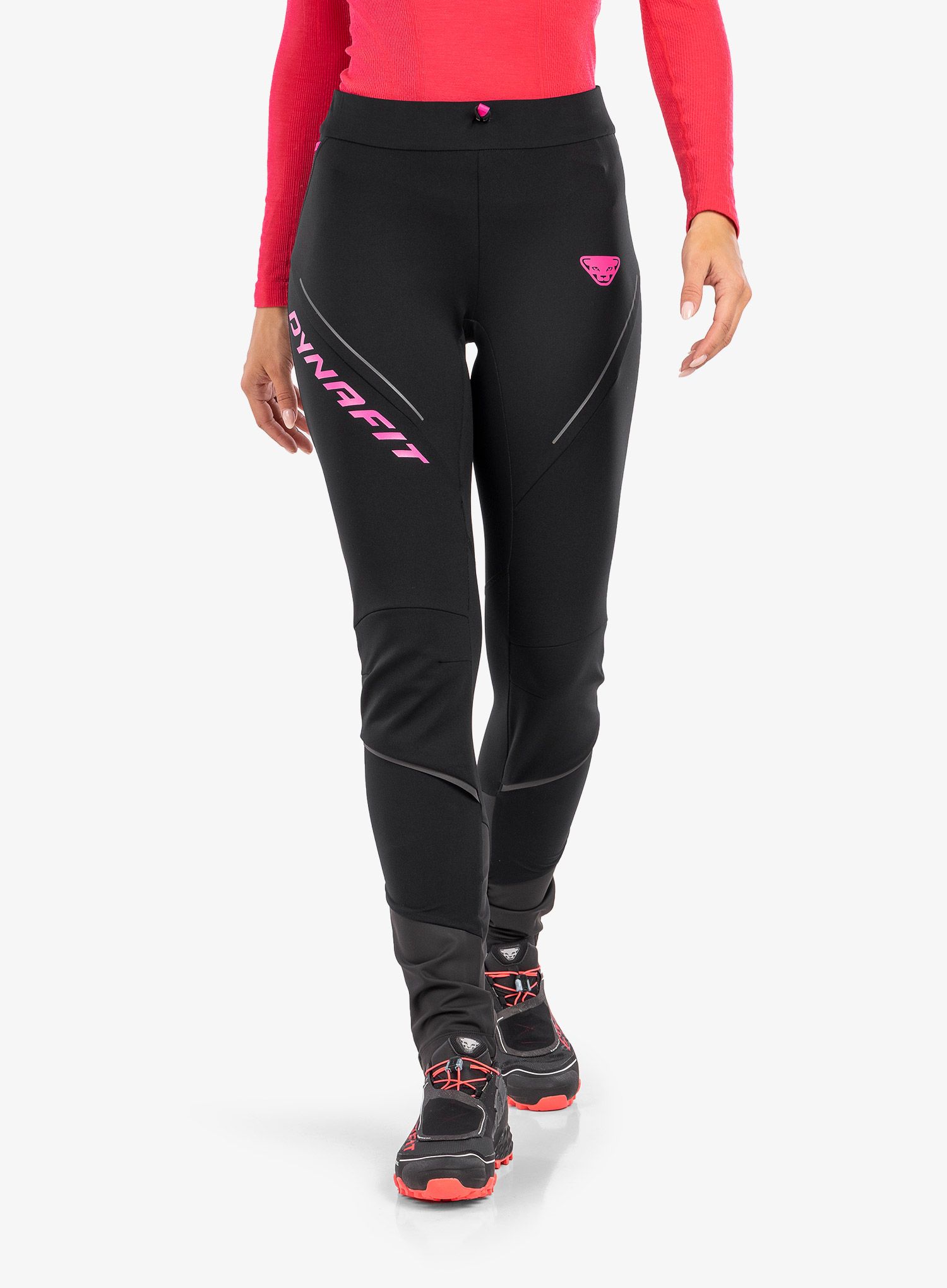 Ženske tekaške hlače Dynafit Alpine Warm Pants - black out/pink glo
