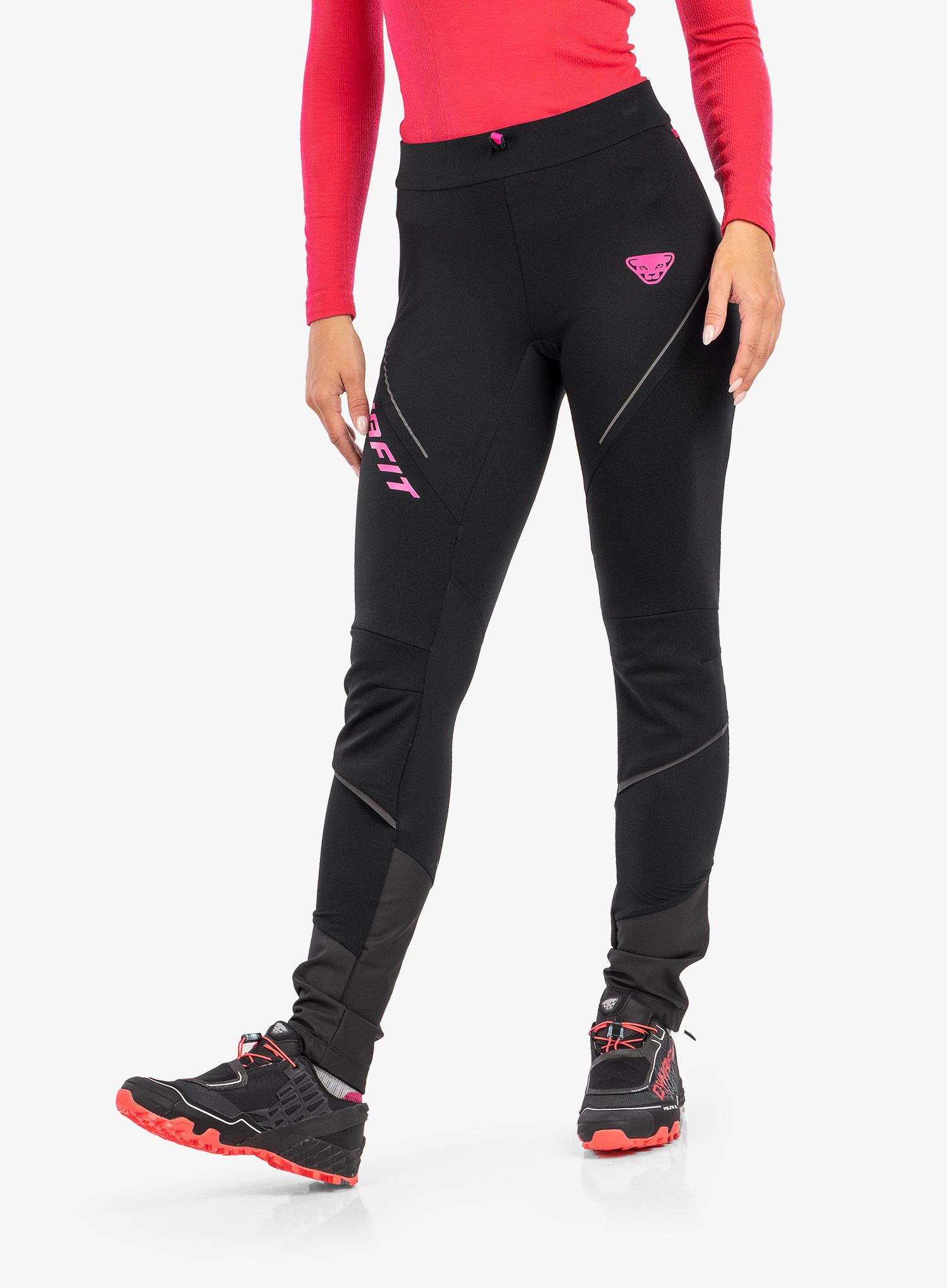Ženske tekaške hlače Dynafit Alpine Warm Pants - black out/pink glo