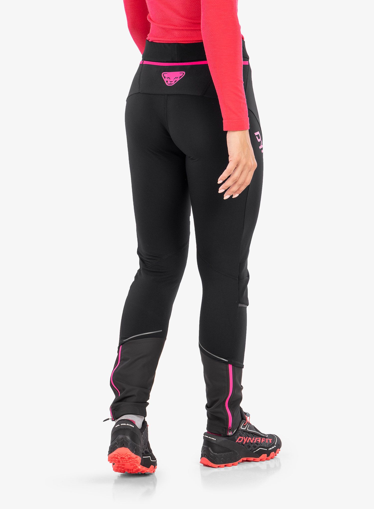 Ženske tekaške hlače Dynafit Alpine Warm Pants - black out/pink glo