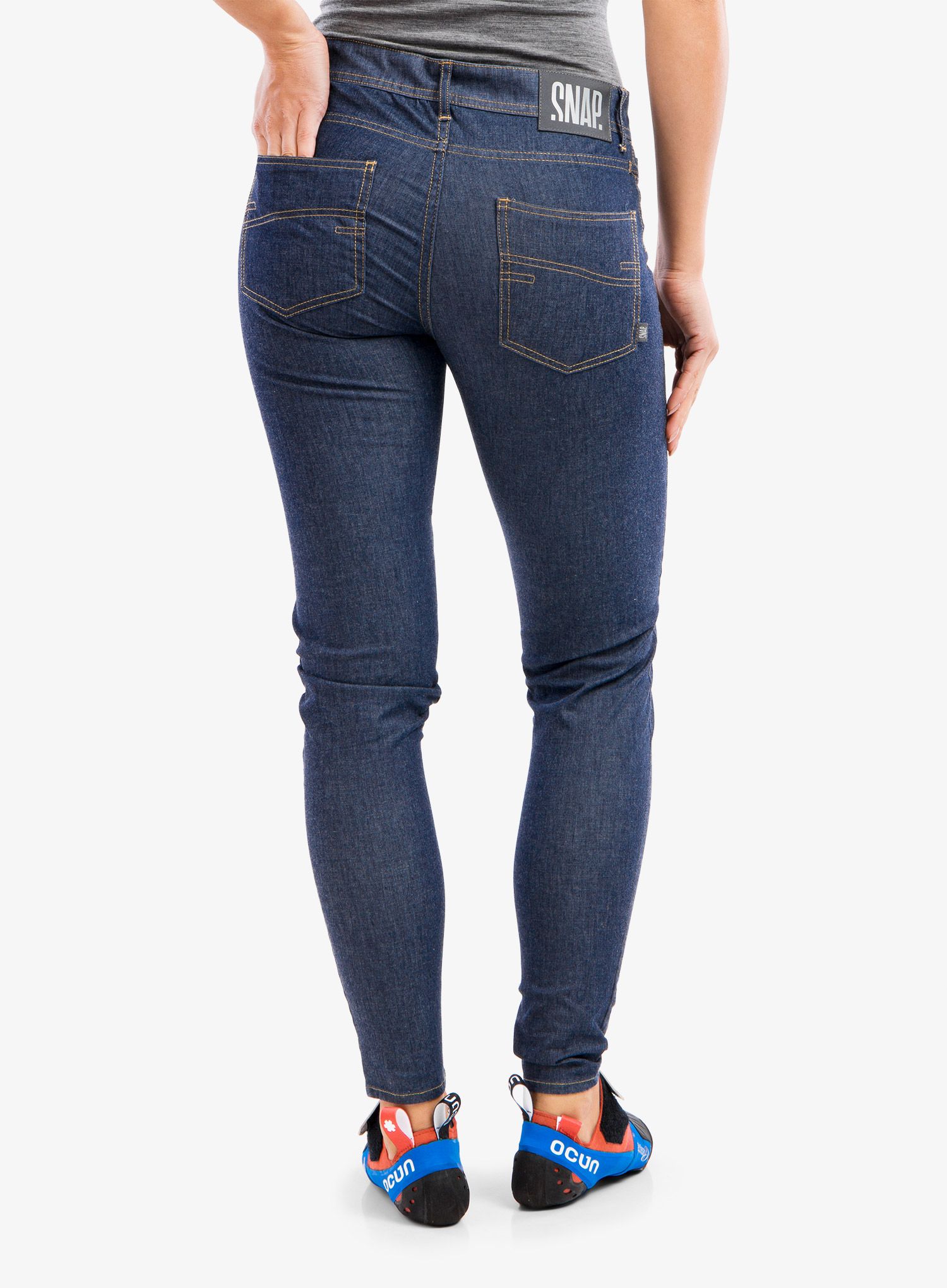 Ženske plezalne hlače SNAP Skinny Jean Pants - blue denim