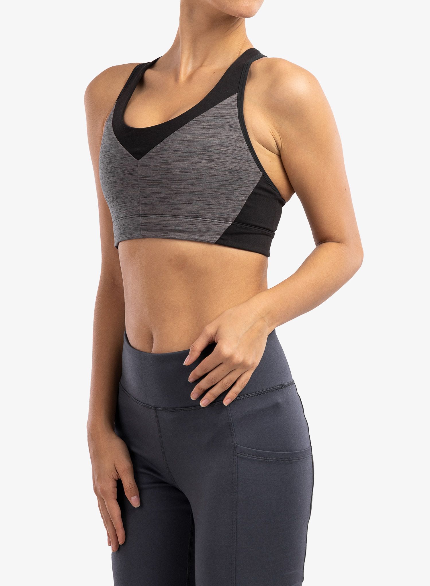 Športni nedrček Patagonia Wild Trails Sports Bra - space dye/narwhal grey