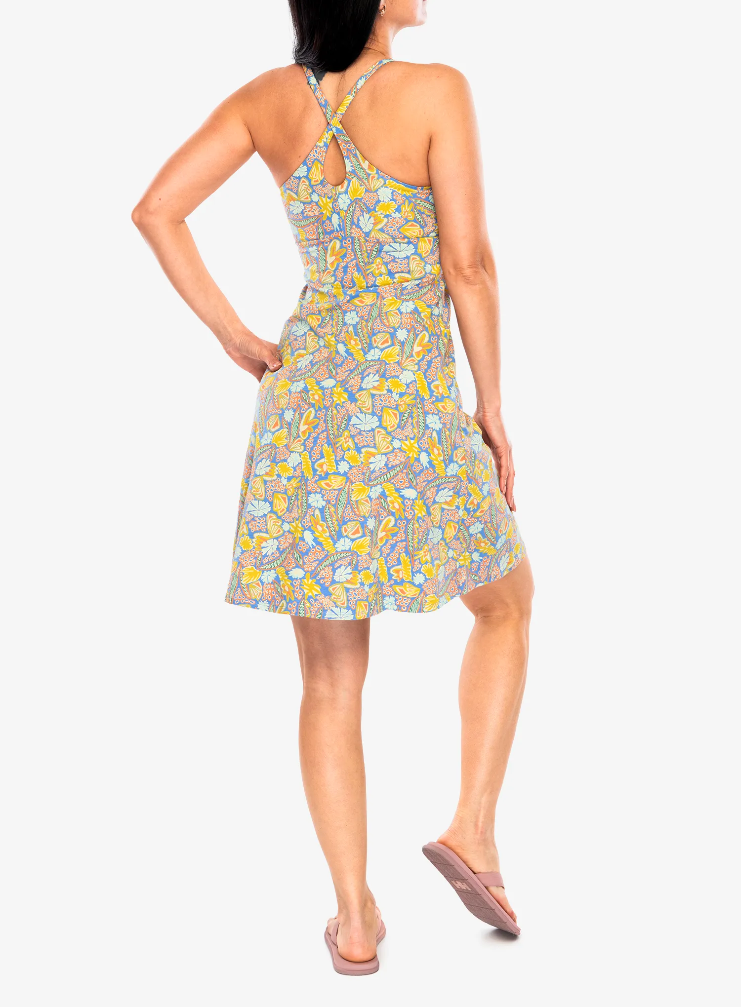 Športna obleka Patagonia Amber Dawn Dress - flourish/abundant blue