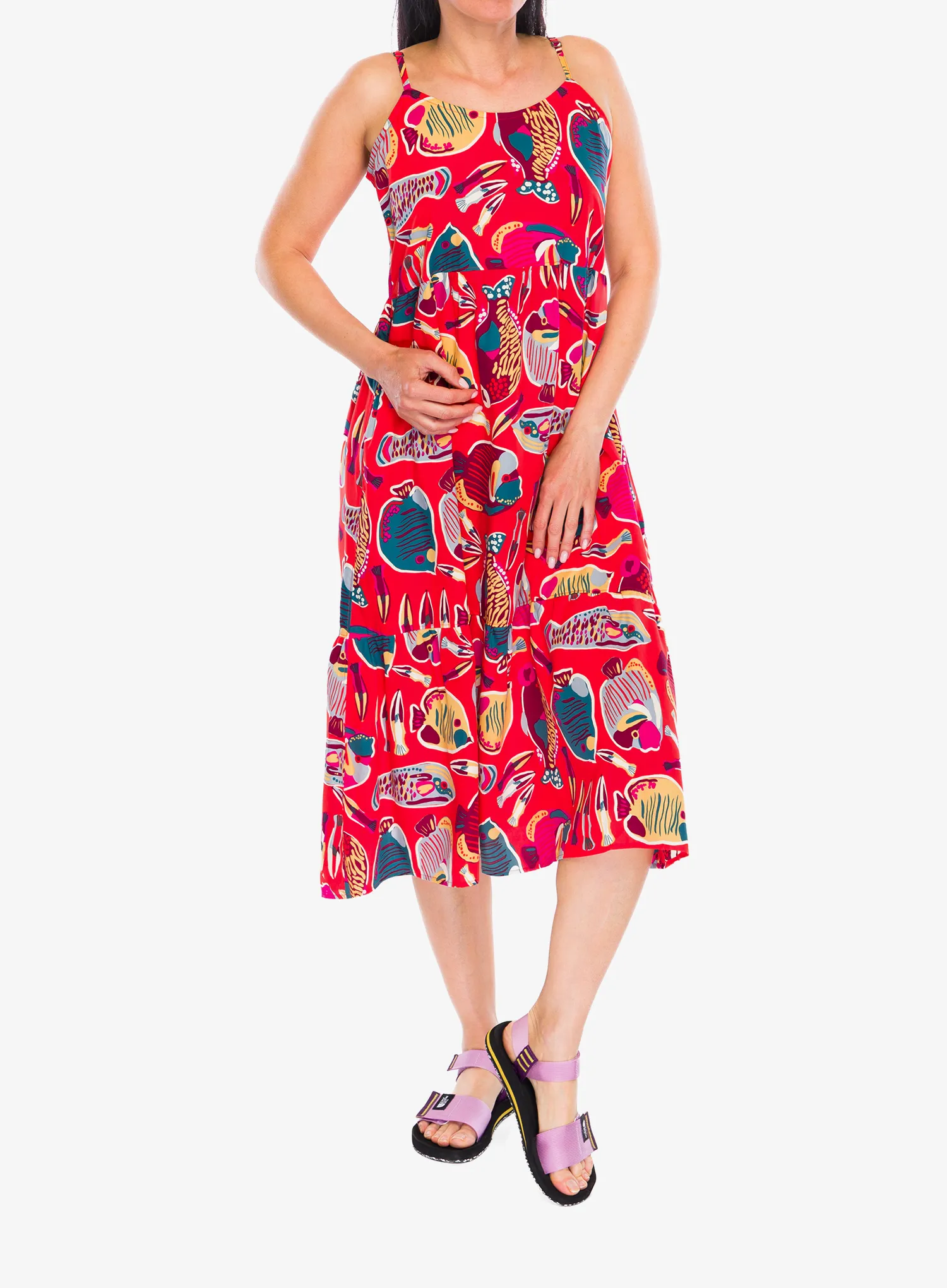 Športna obleka Patagonia Tidal Threads Dress - wrasse/pollinator orange