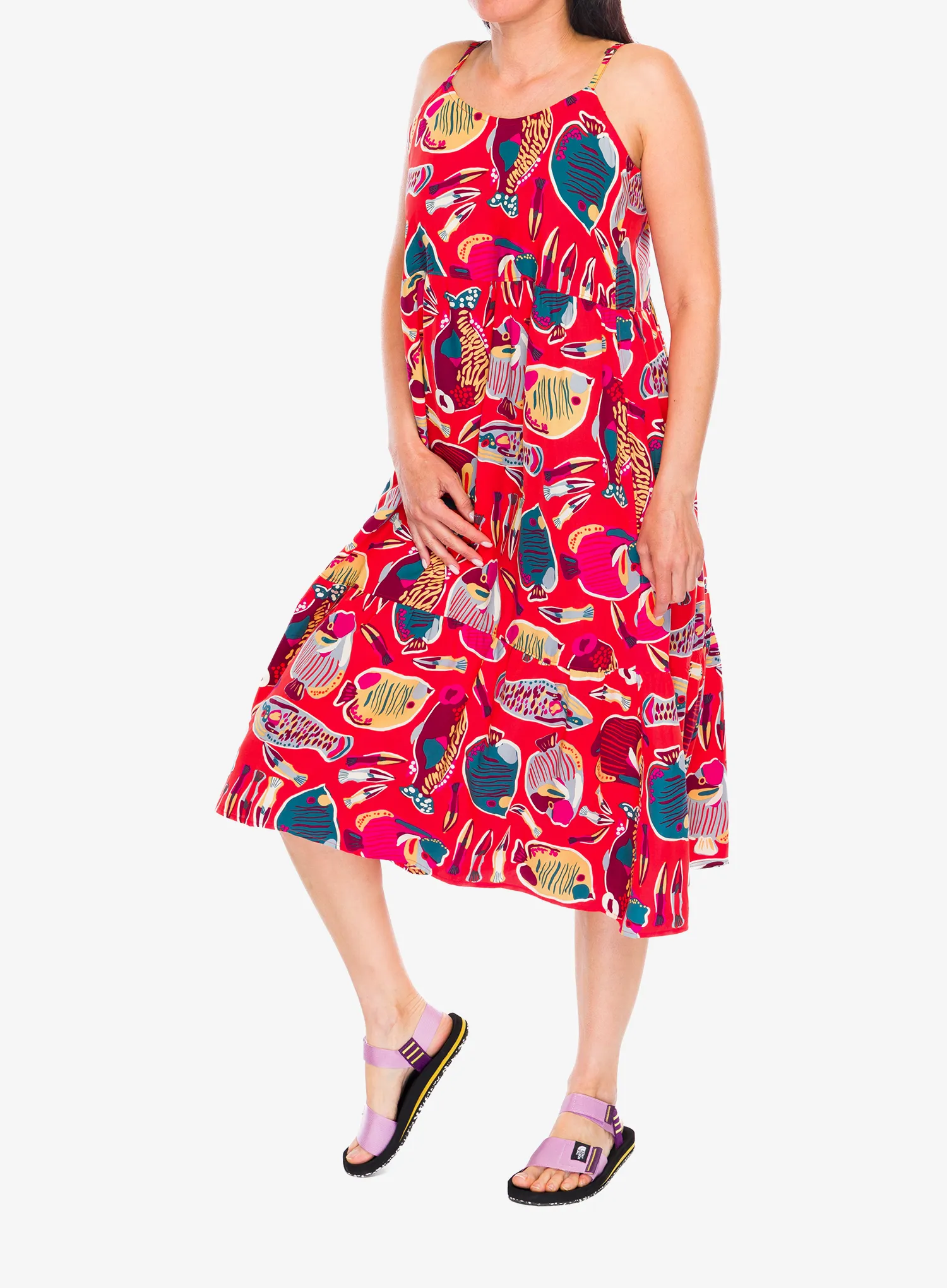 Športna obleka Patagonia Tidal Threads Dress - wrasse/pollinator orange