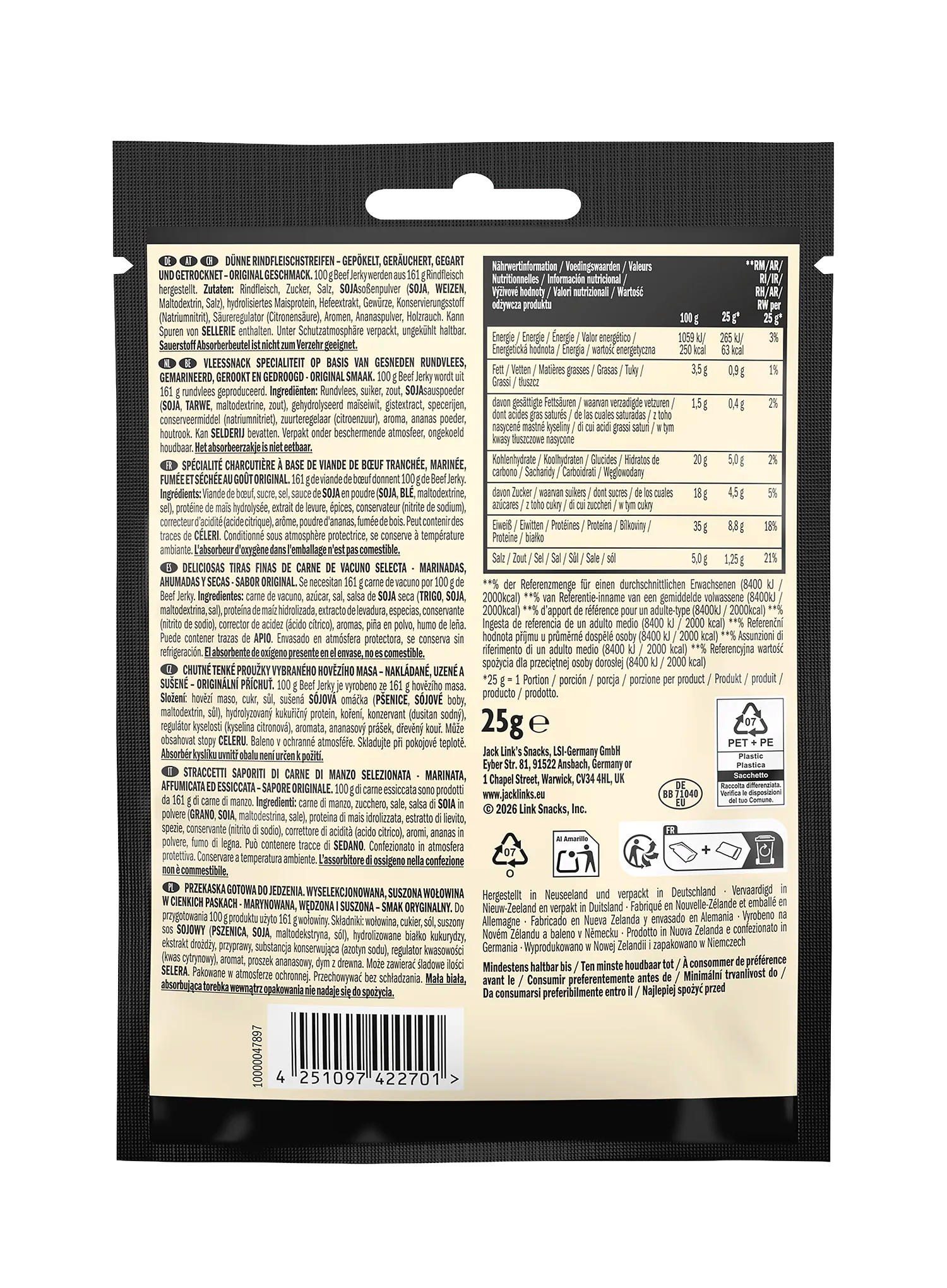 Sušena govedina Jack Link's X MrBeast Beef Jerky Original 25 g