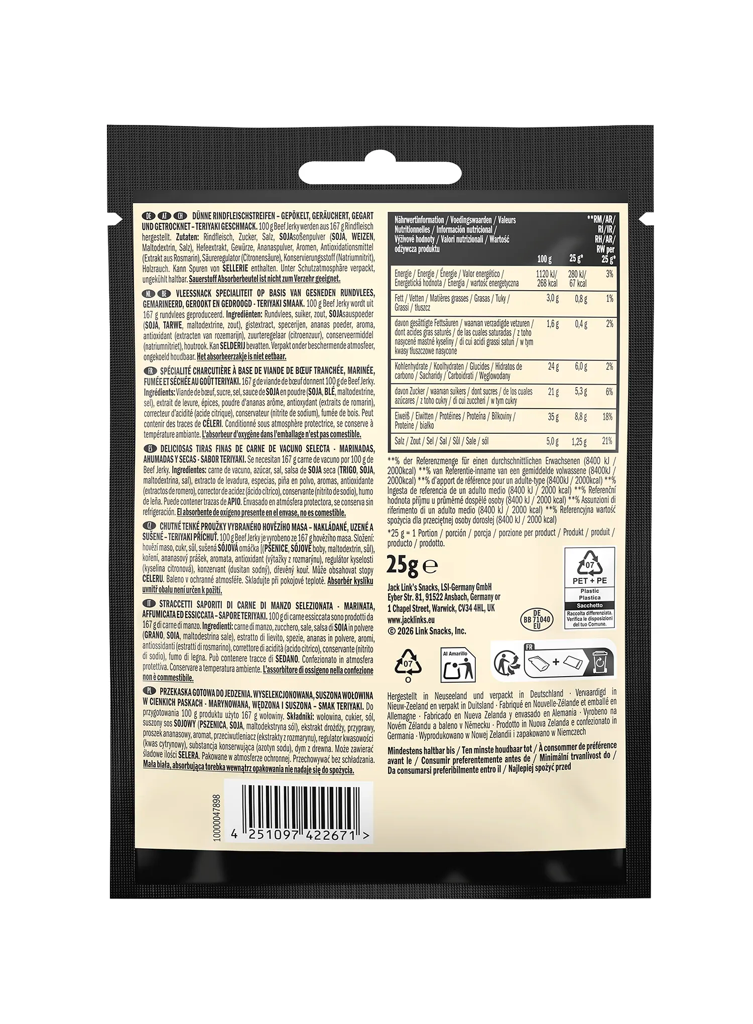 Sušena govedina Jack Link's X MrBeast Beef Jerky Teriyaki 25 g