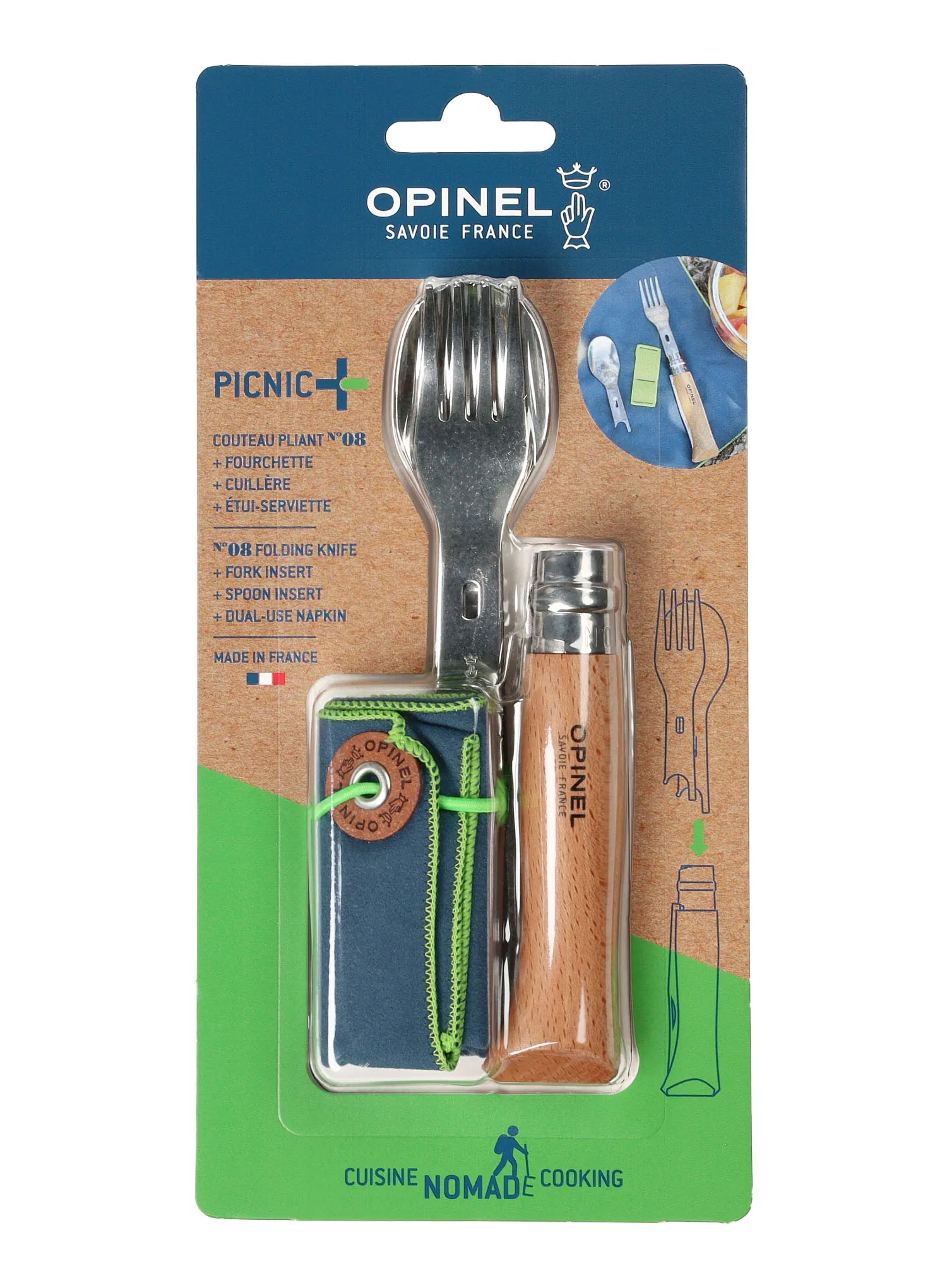 Jedilni pribor Opinel Nomad Picnic Plus + N°08 Knife