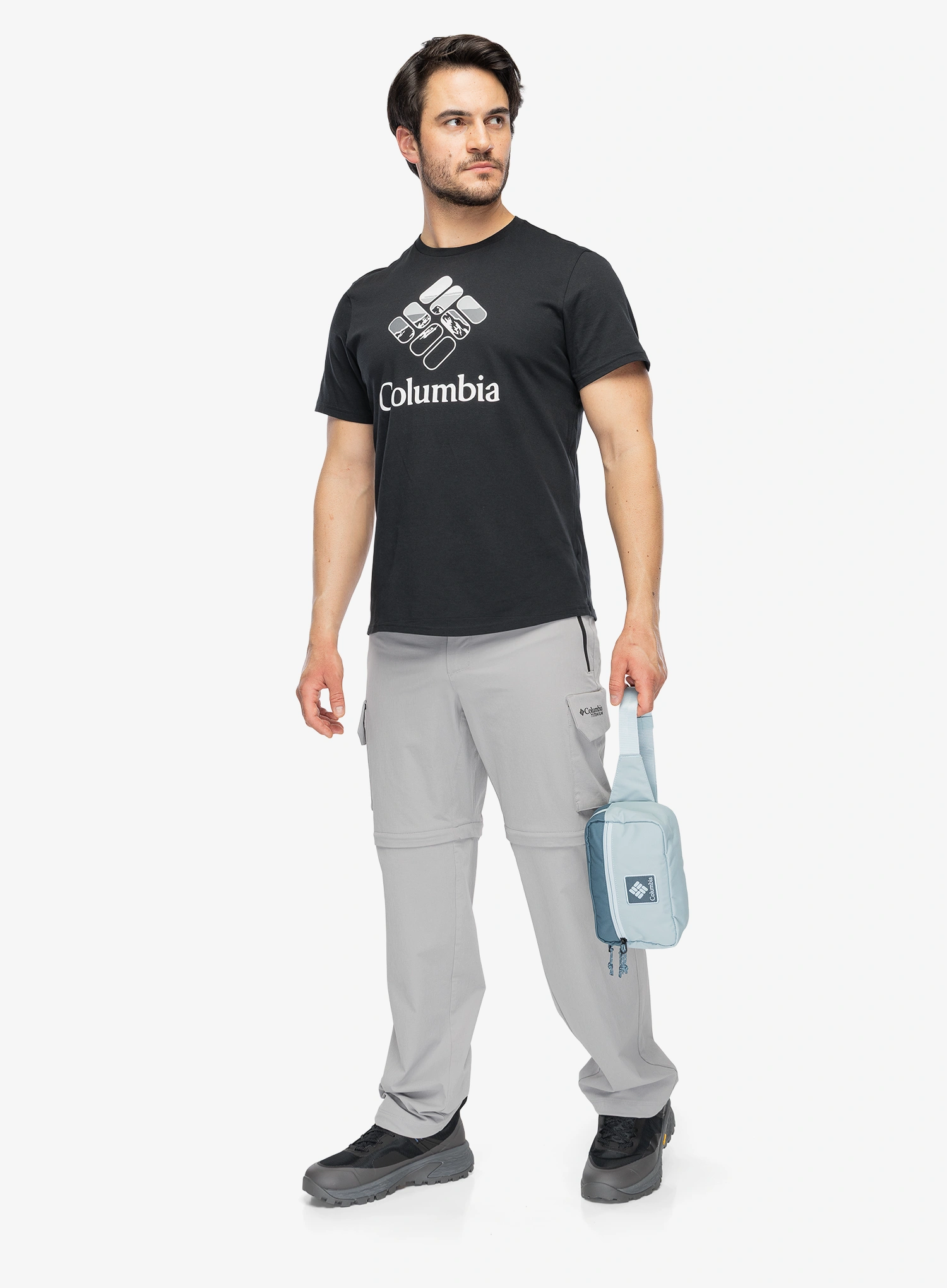 Bombažna majica moška Columbia CSC Seasonal Graphic Tee - black/heavenly stacked gem