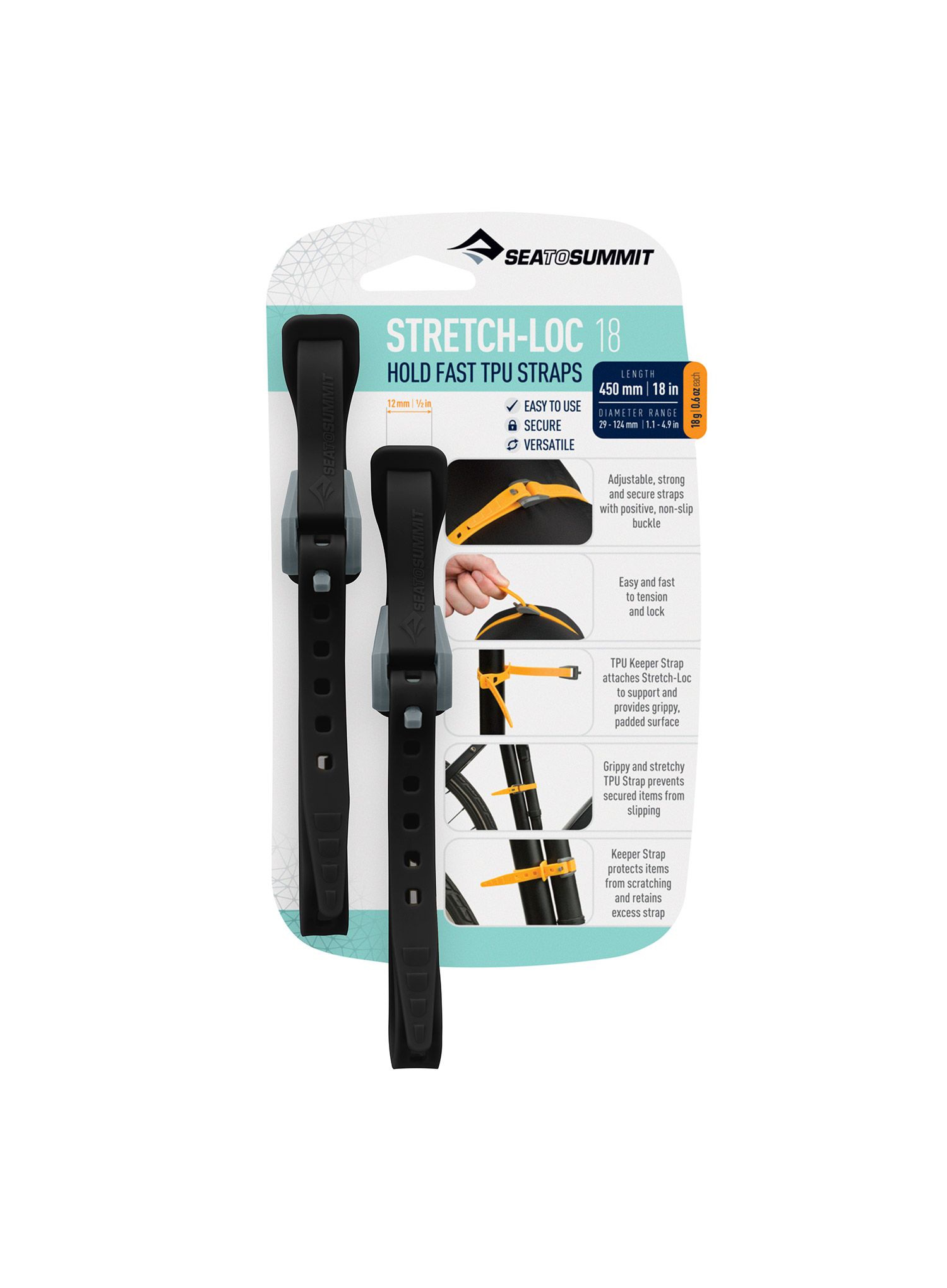 Vezice Sea To Summit Stretch-Loc 15 - 20 mm x 375 mm 2 Pack - black