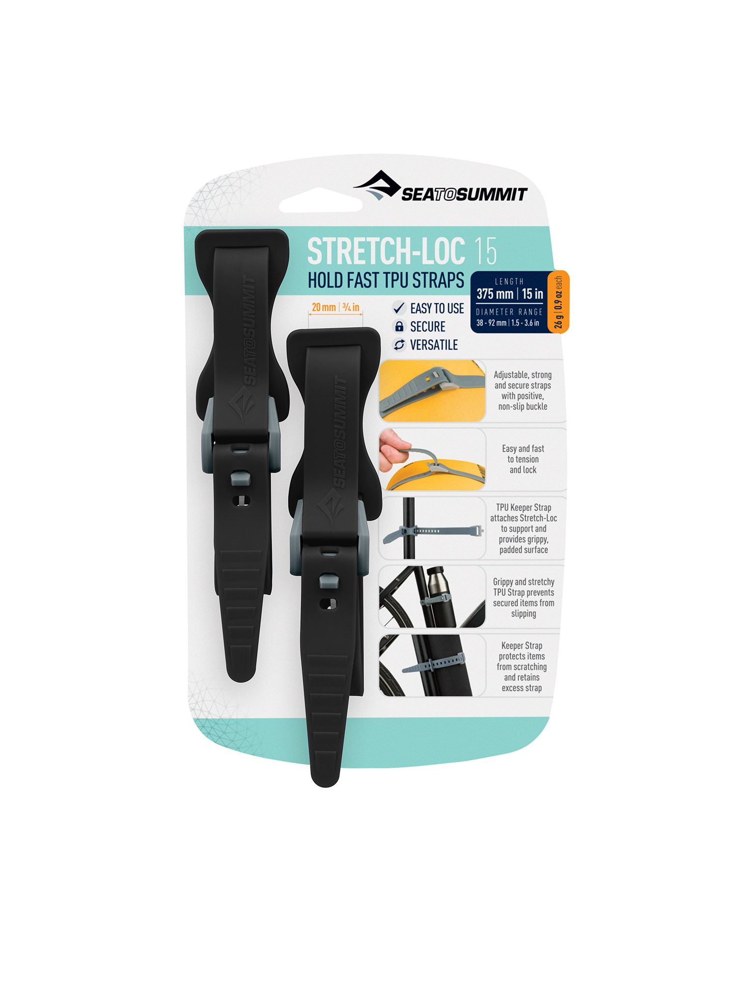Vezice Sea To Summit Stretch-Loc 18 - 12 mm x 450 mm 2 Pack - black
