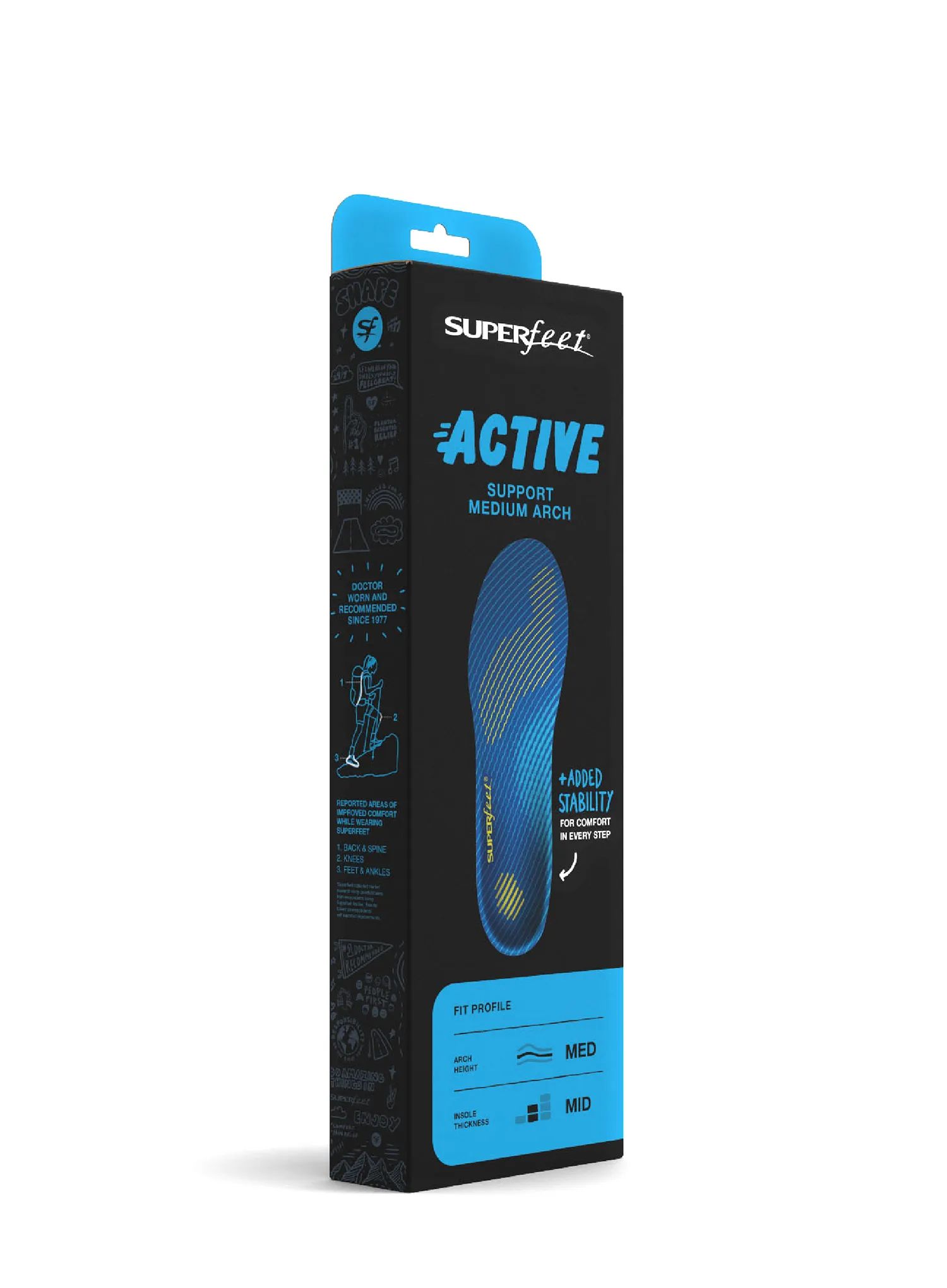 Vložki za čevlje Superfeet Active Support Medium Arch V2 - blue