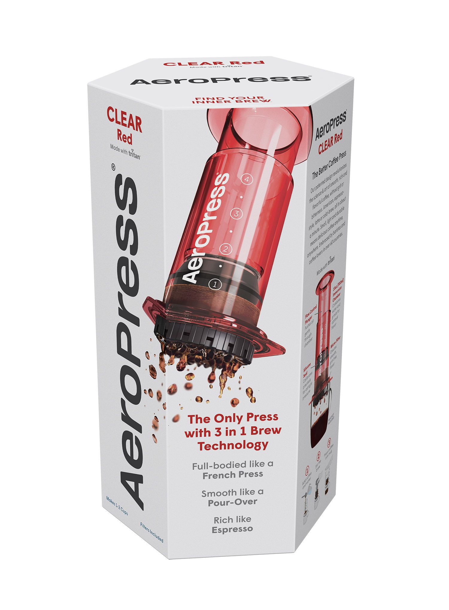 Kavni aparat AeroPress Clear - red