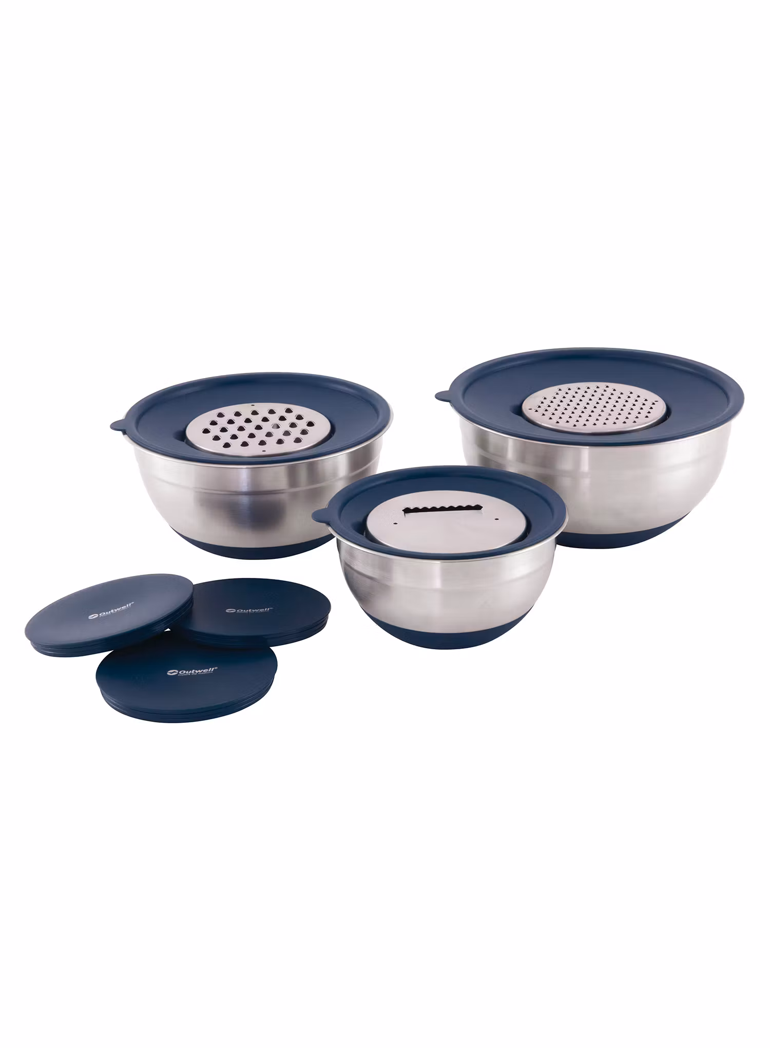 Komplet posode Outwell Chef Bowl Set with Lids & Graters - silver