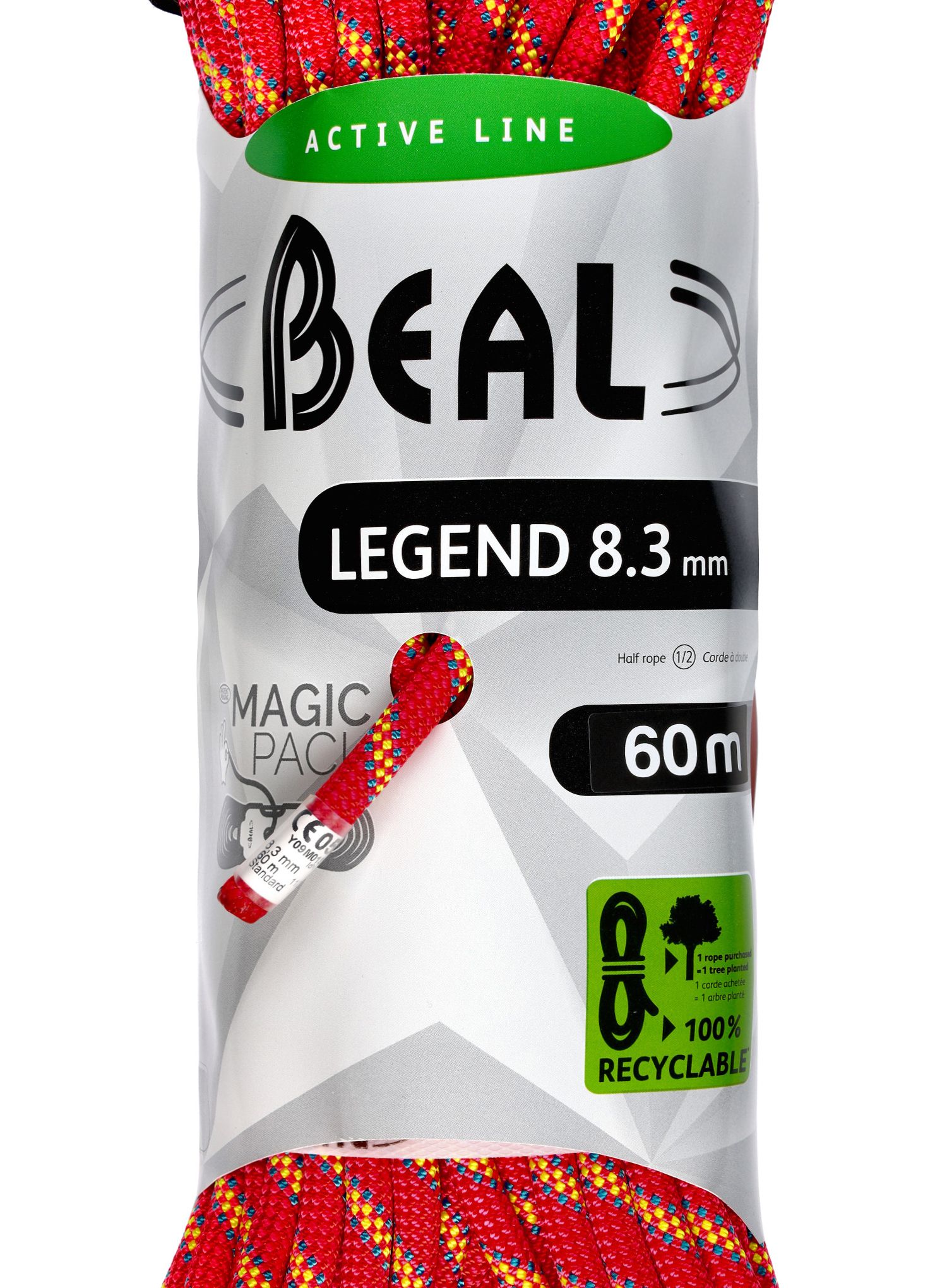 Polovična vrv Beal Legend 8,3 mm 60m x 2 - green/pink