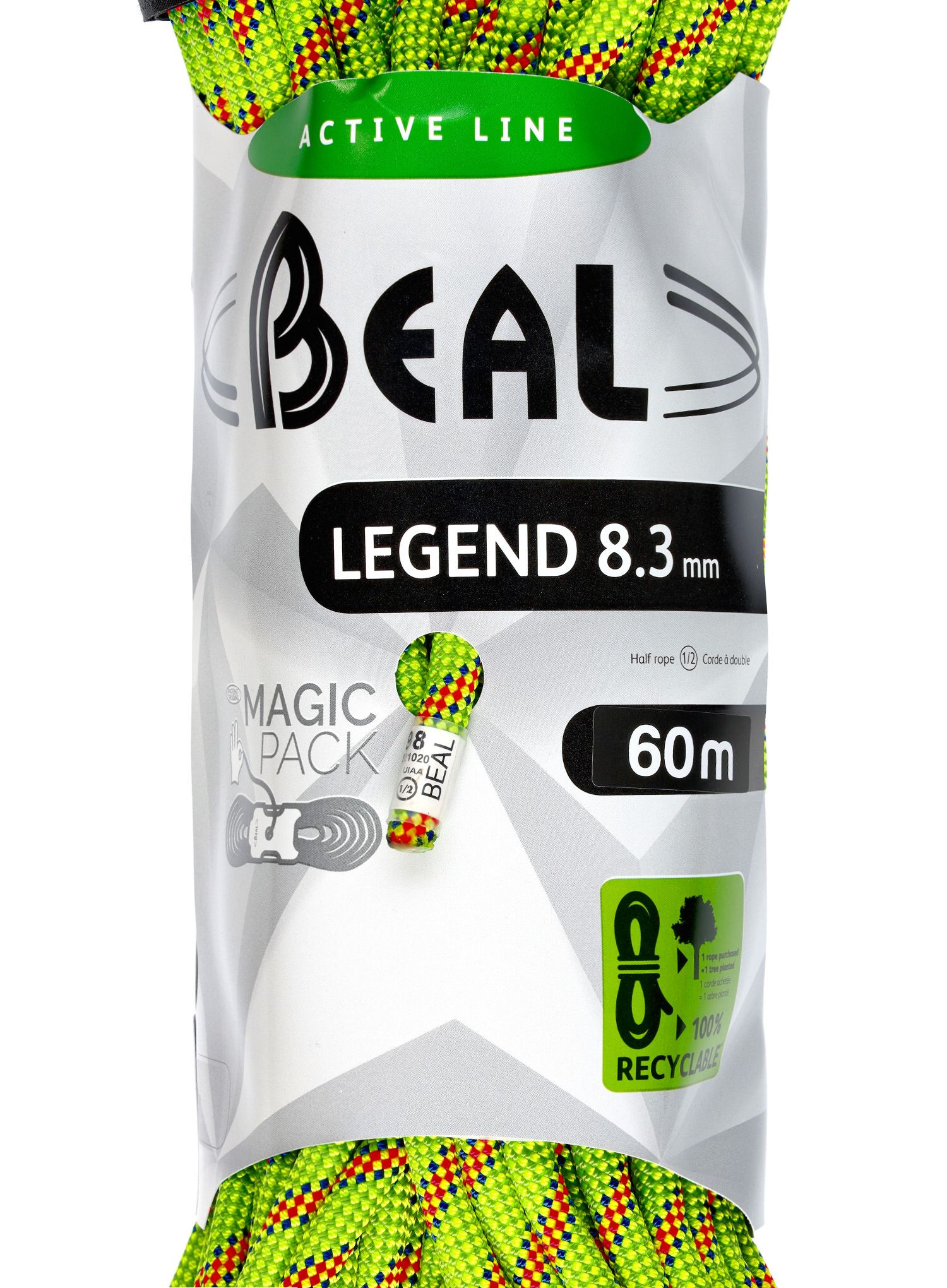 Polovična vrv Beal Legend 8,3 mm 60m x 2 - green/pink