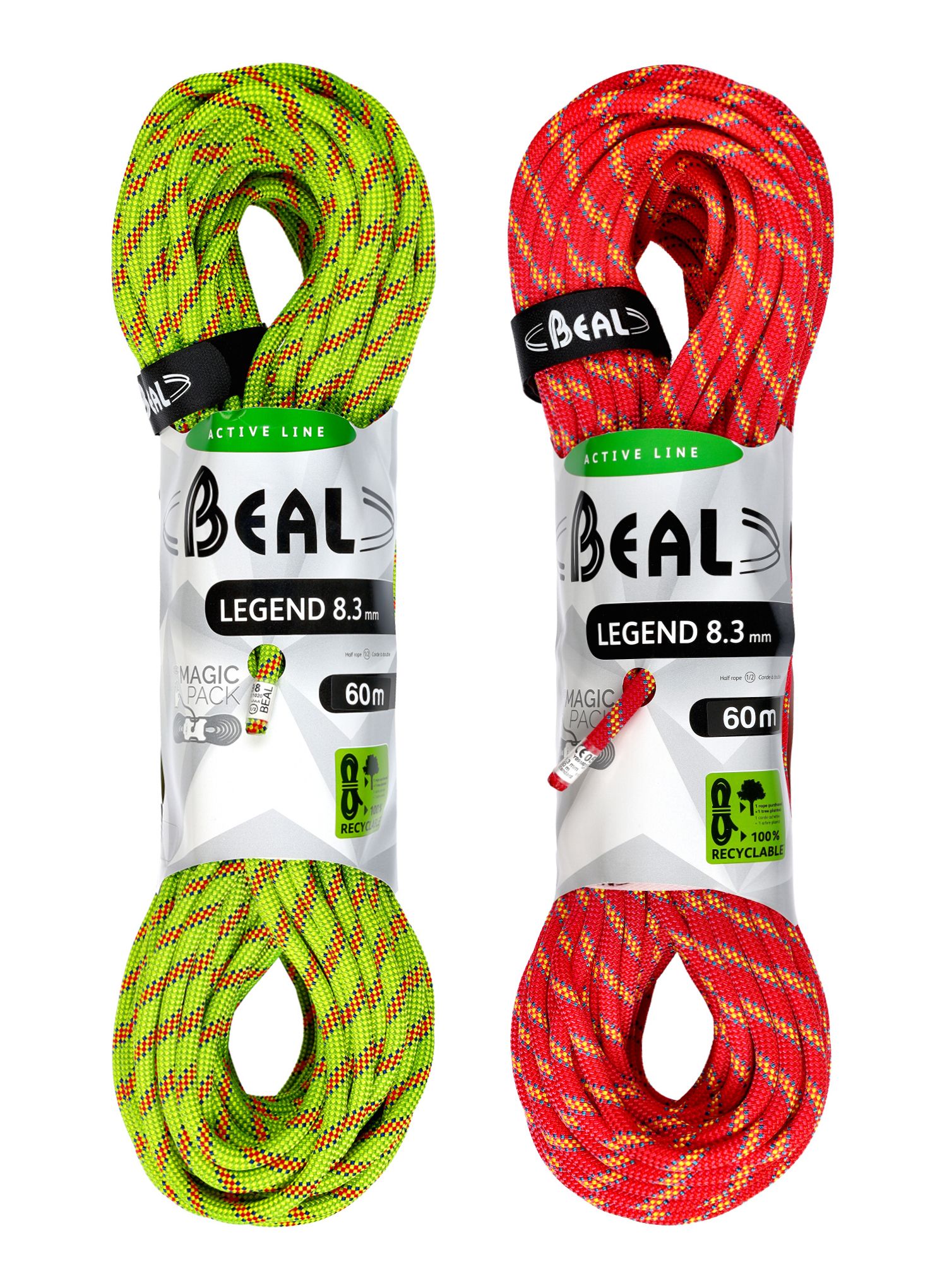 Polovična vrv Beal Legend 8,3 mm 60m x 2 - green/pink